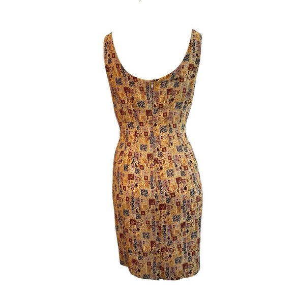 Sunny Names Size 8 Gold Geometric Print Lined Shift Dress USA Sony Pictures - Picture 4 of 7